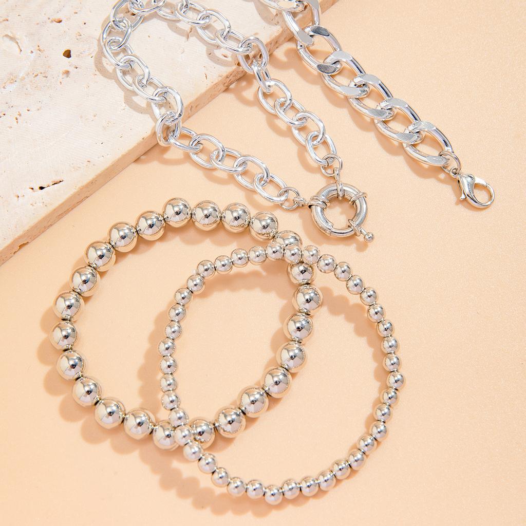 Exaggerated Punk Multi-layer Chain Stacked Jewelry Temperament Niche Geometric Ball Personalized Bracelet Bracelet