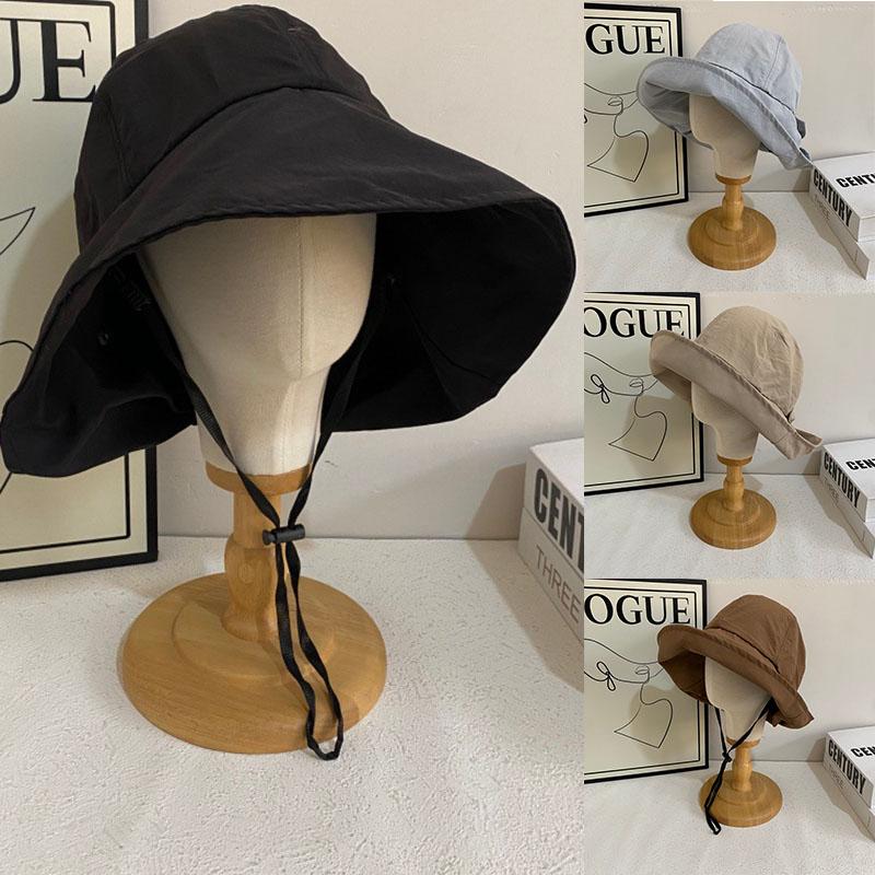 New Fashion Summer Fisherman Caps For Women Korean Large-Brimmed Bucket Hat Outdoor Beach Travel Sunshade Panama Sun Hats