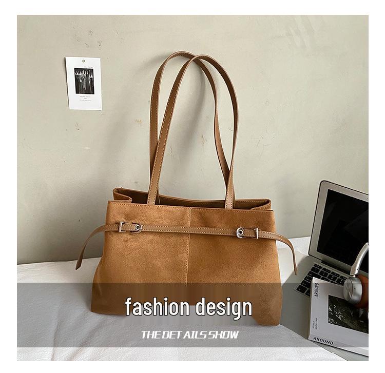 Retro Wildleder Damen Umhängetasche - Große Kapazität, Lässiger Pendlerstil