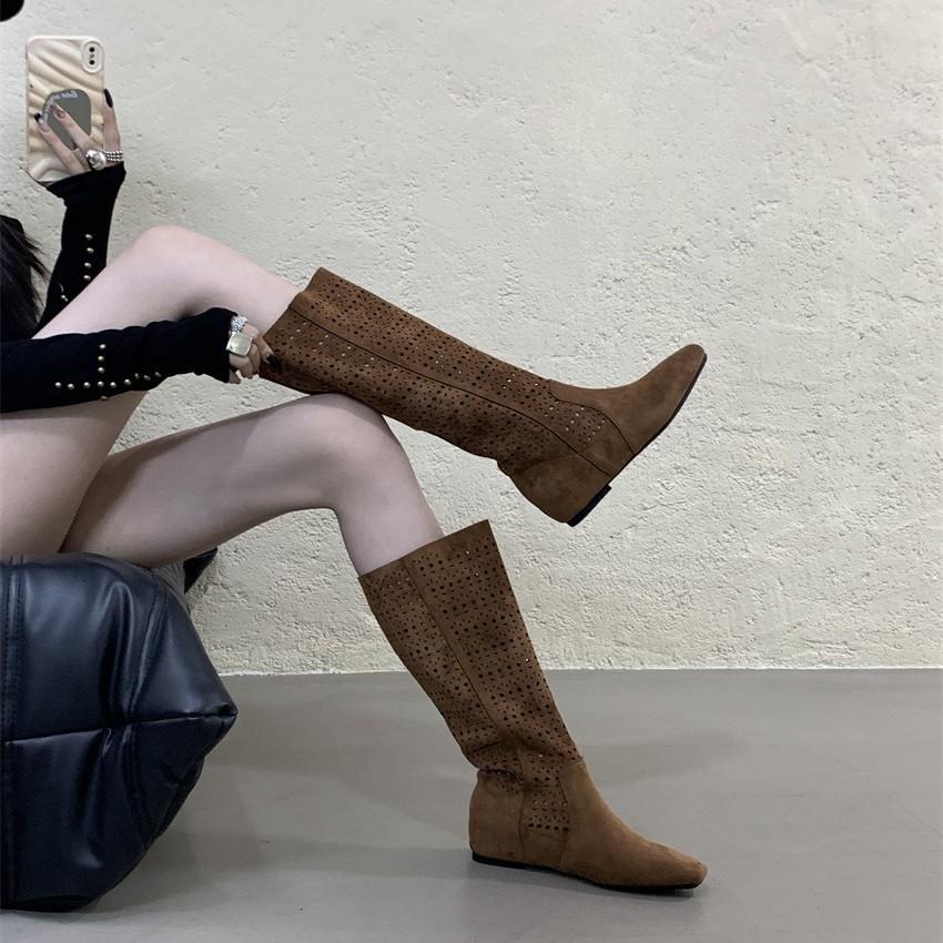 British style Maillard retro hollow short boots short boots summer thin flat bottom breathable hole cool boots slippers women