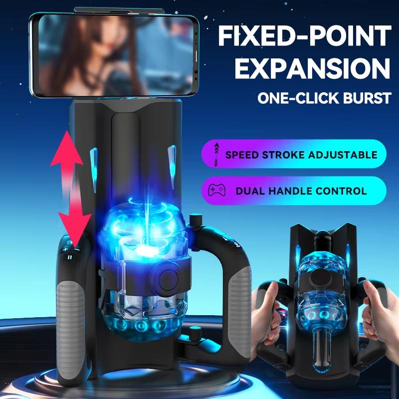 2026 Penis Exerciser 12cm 6-Segment Fixed-point Telescopic Male Masturbator One-Key Burst Masturbation Cup Trainer Sex Toys for Men Increase Erection