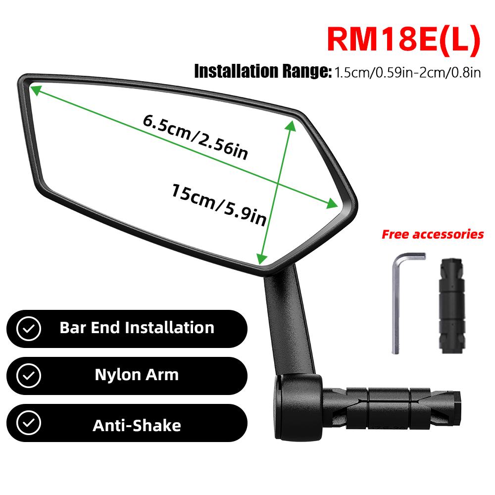 RBRL Bike Mirror Anti-shake Bicycle Side Mirror Durable 360 Rotatable Extended Rearview Mirrors for MTB Electric Bike Left Mirror