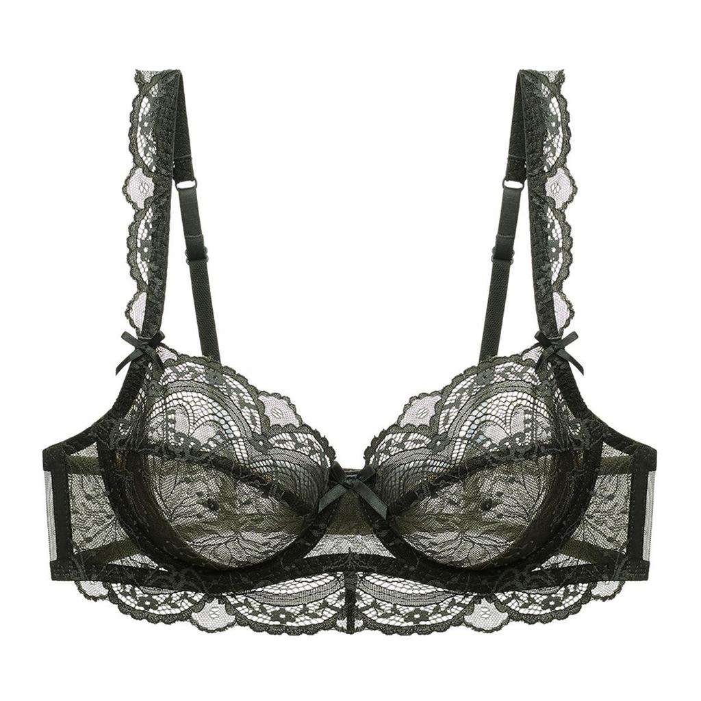 European American Sexy Lingerie: Transparent Plus Size Ultra-Thin No Sponge Lace Bra - Minimizes Large Bust, Anti-Sagging