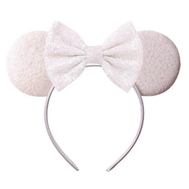 Silver Shinny Mouse Ears Headband For Girls Shinny Sequin Bow Hairband Festival Party Cosplay DIY Hair Accessories