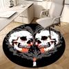 1pc Skulls In Heart Shape with Candle Flame Round Carpet, Made of Polyester,Perfect for Decorating Office Chairs, Living Rooms,Vibrant Decorative Rug