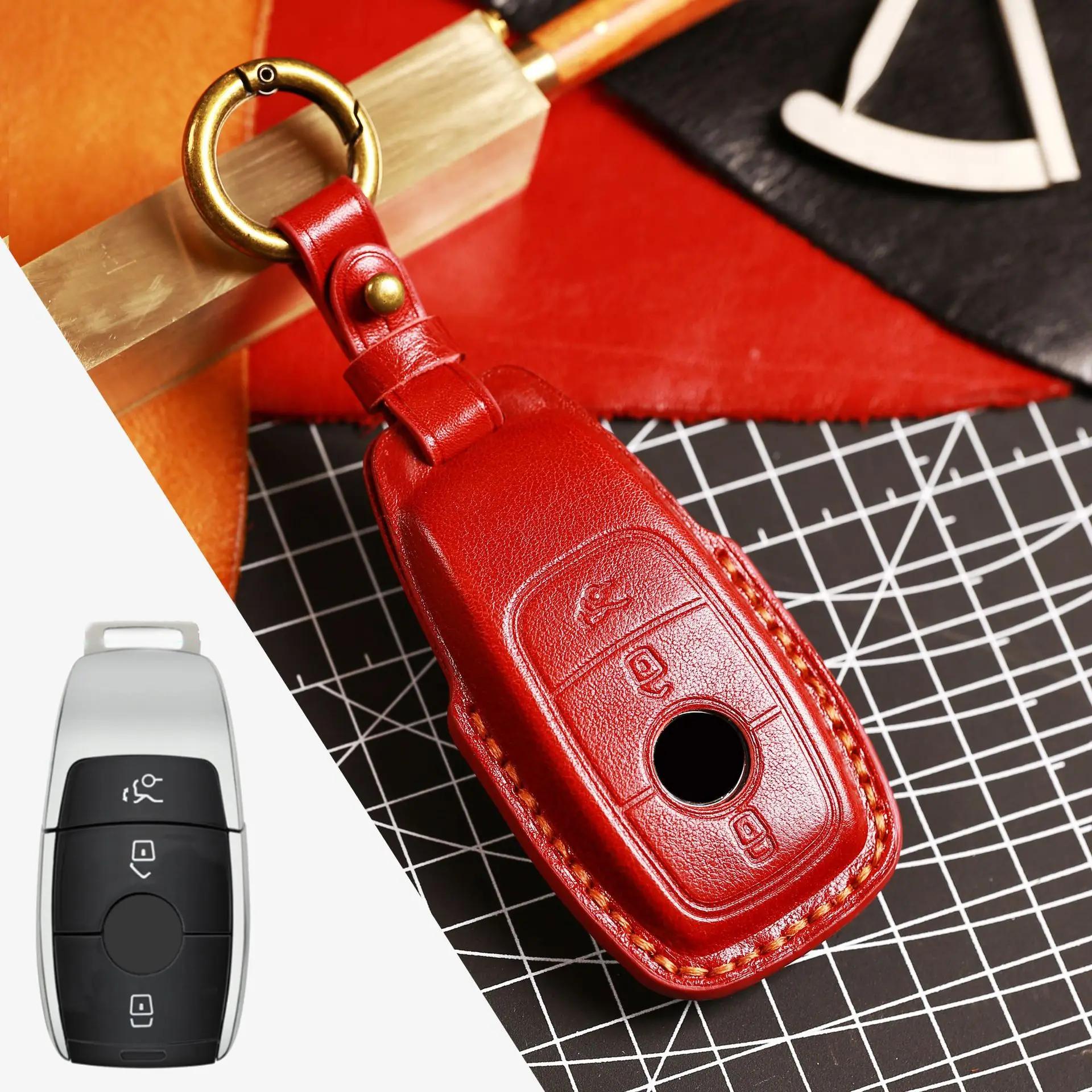 

Роскошный чехол для ключей от автомобиля, брелок, защитный кожаный брелок, аксессуары для Mercedes Benz GLC300L E300 E260 E350 A200, брелок