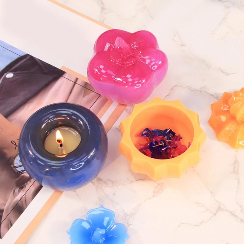 Flexible Silicone Mould for Storage Box Decorative Candle Jar with Lid Crafting Moulds Elegant Jewelry Organiser Mold