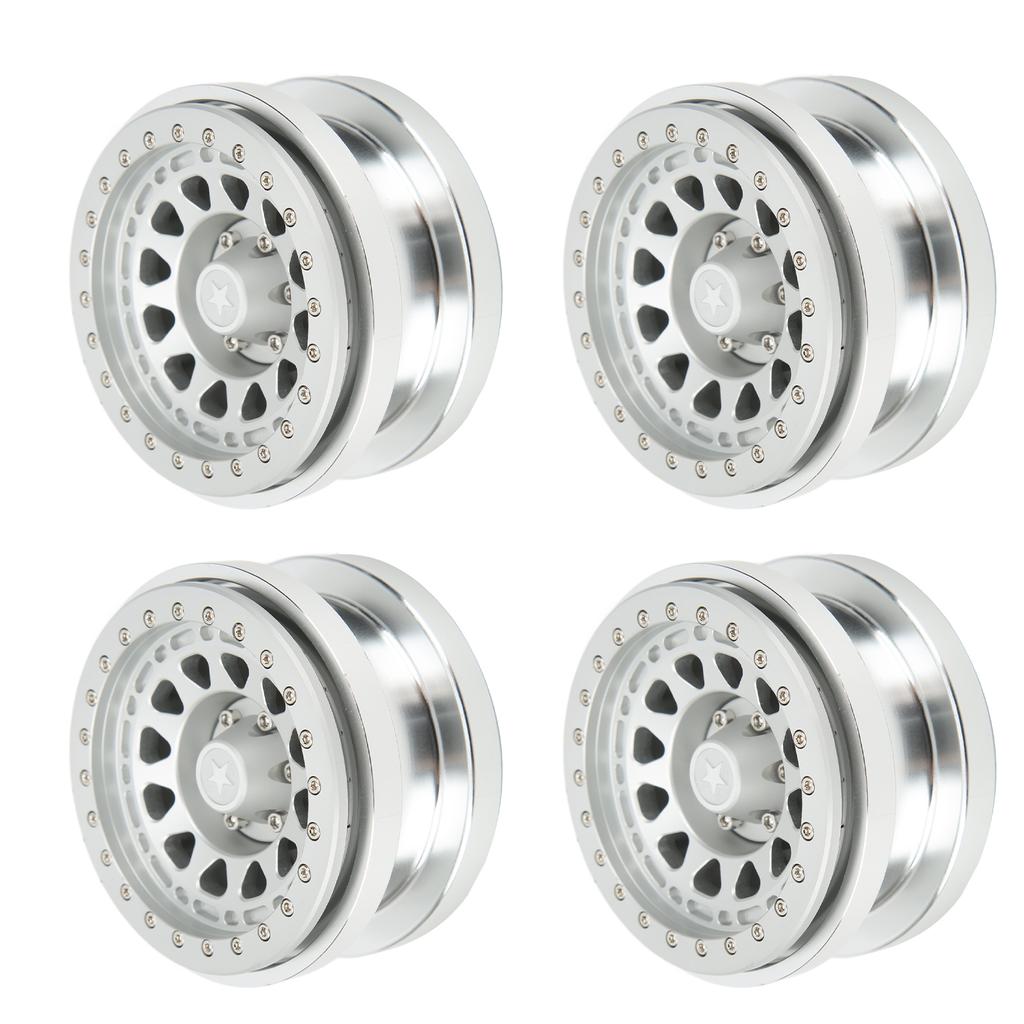 4Pcs 2.9 Inch Wheel Hub 12 Hole Aluminium Alloy Wheel Hub for AXAIL SCX6 16 RC Car Silver