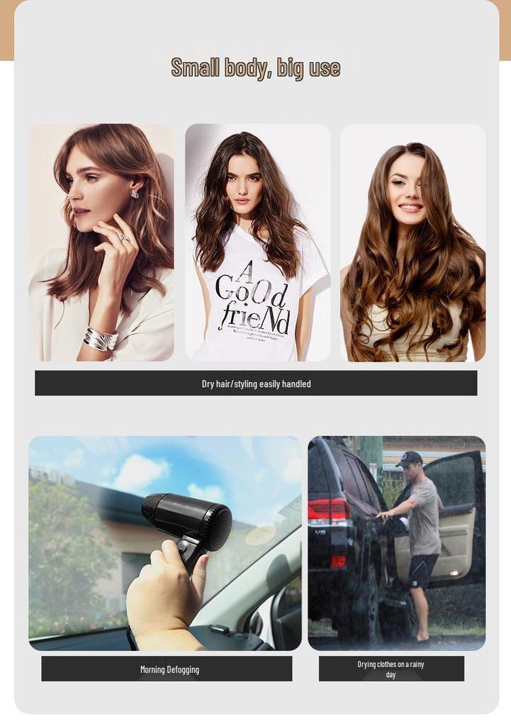 Portable 12V High-Power Multifunctional Car Hair Dryer