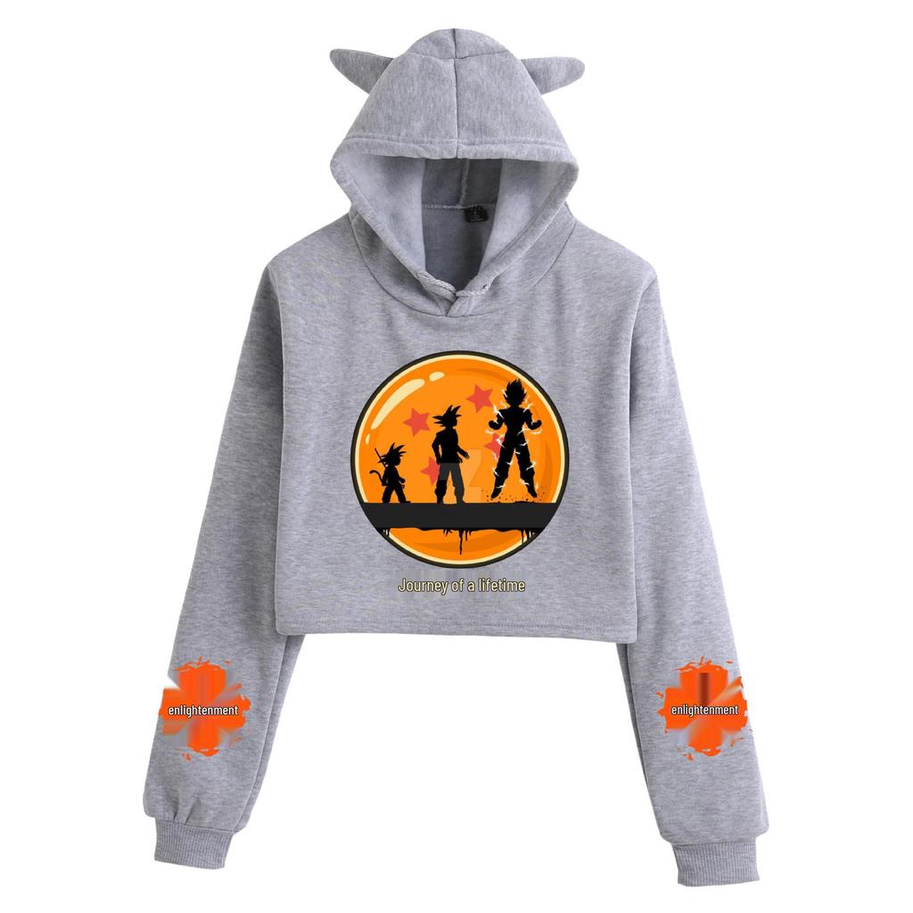 Felpa con cappuccio da donna Dragon Ball Goku Orecchie da Gatto - Design Stampato Serie Saiyan