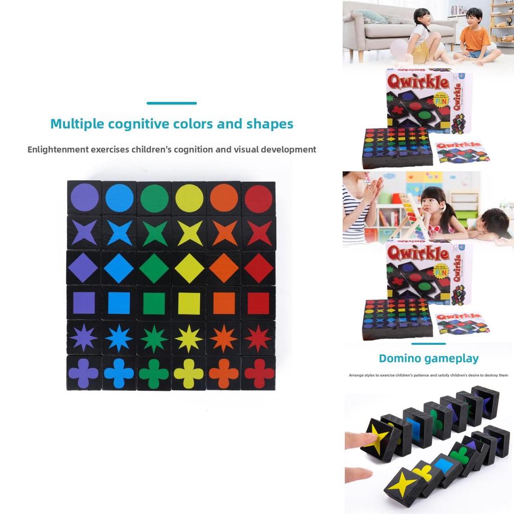 Qwirkle Dřevěná Vzdělávací Rodinná Desková Hra Pro Děti S Interakcí Rodič-Dítě