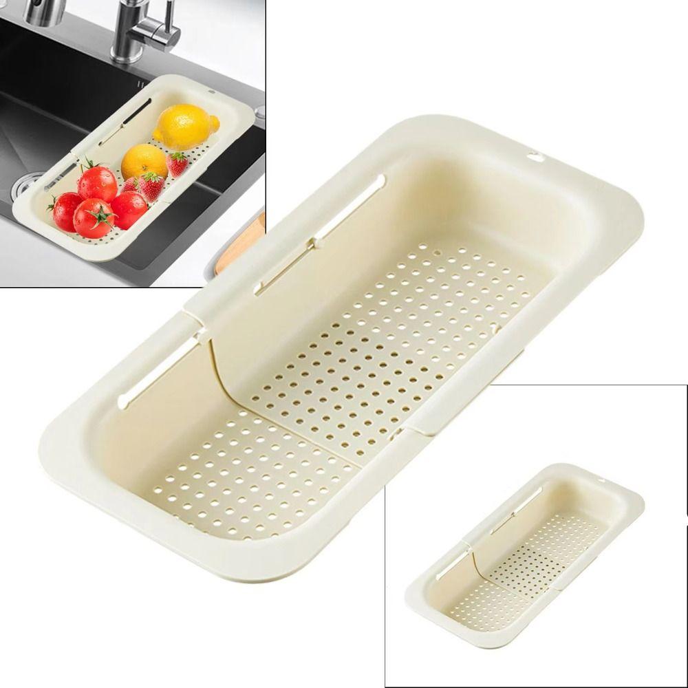 Over The Sink Vegetable Wash Basin Adjustable Colander Strainer Sink Drain Rack  Vegetable Washing