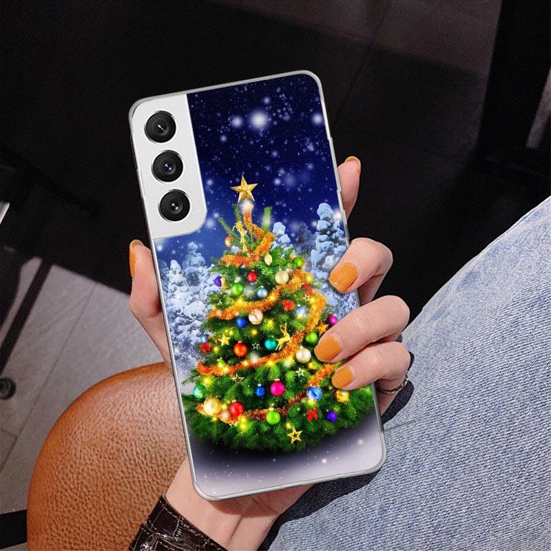 Merry Christmas Tree Snow Phone Case For Samsung Galaxy S24 S25 Edge S26 Ultra S23 S22 S21 Plus S20 FE + Personalized Print Cove