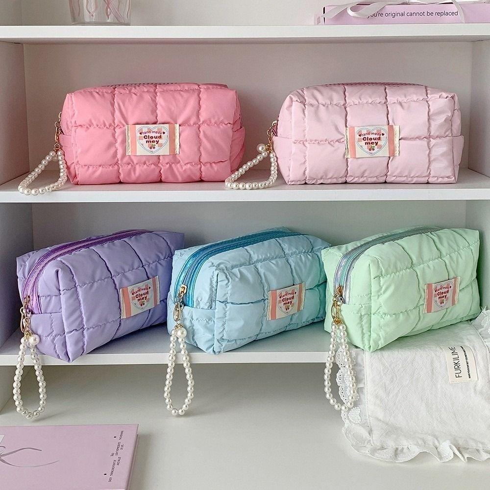 Quilted Storage Bag Korean Style Stationery Bag Pen Bag Pencil Pouch Korean Pencil Case Office