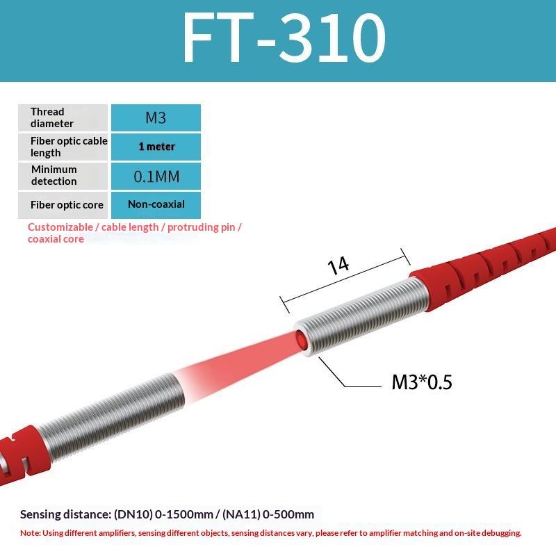 Fiber Optic Sensor Probe Diffuse Reflection M3-M6 1M Cable Wide Detection Range Photoelectric Switch for Long Distance Sensing