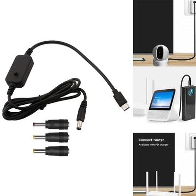 USB C To 5V 9V 12V 15V 20V 2.5mm/3.5mm/4.0mm/5.5mm Adjustable Voltage Cable with LED Dislpay for Toy Games Speaker