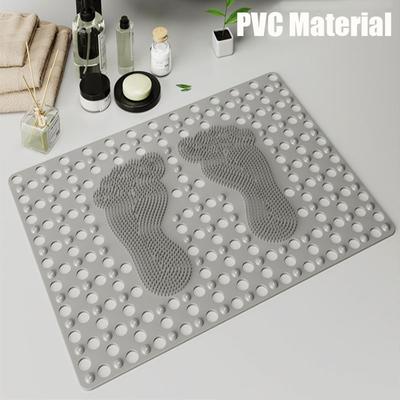 Bathroom Non-slip Mat Silicone Foot Massage Exfoliating Shower Massage Scraper Shower Mat with Sucker Cleaning Tool