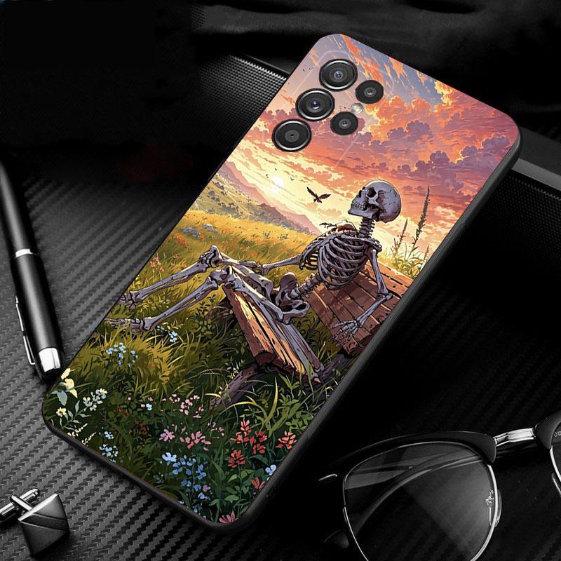 Phone Case For Samsung Galaxy S25 S24 S23 S22 S21 Ultra S24 S23 S22 S21 S25 Plus S24 S25 FE Skeleton Art