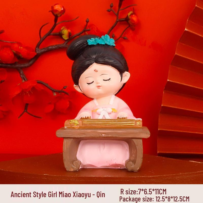 Creative Ancient Tang Lady Figurine: National Tide Style Desktop Ornament