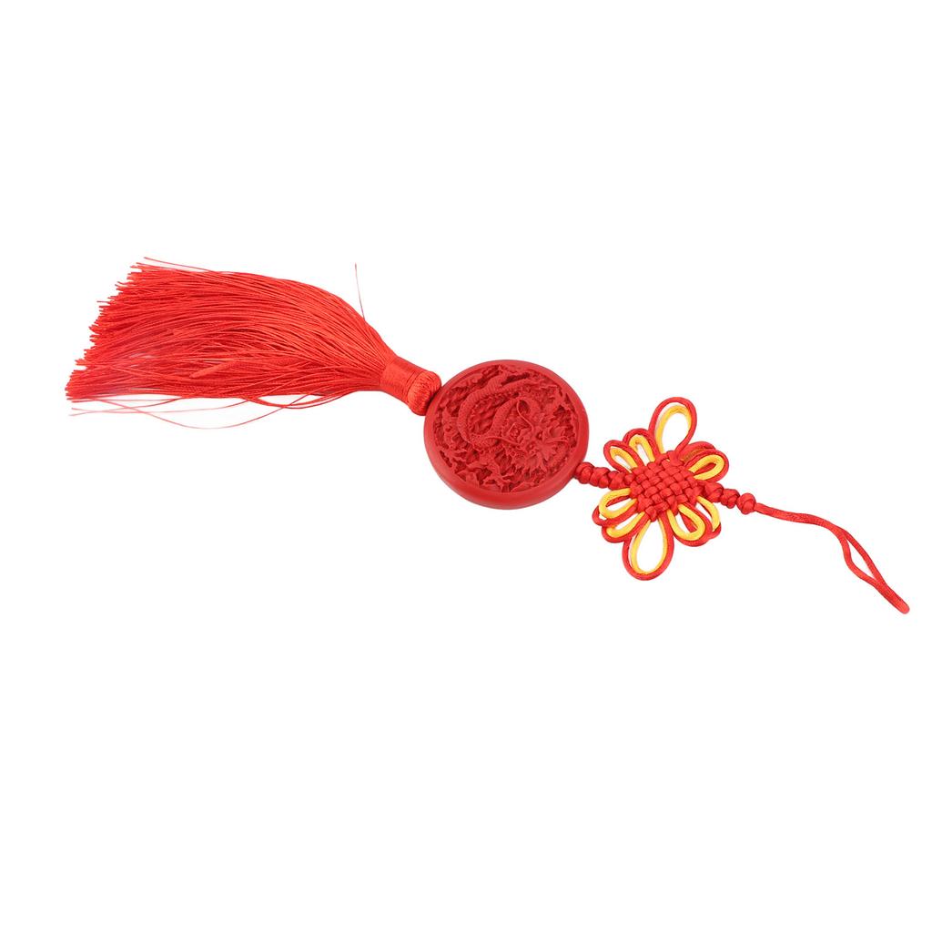 Chinese Lacquer Carved Hanging Ornament New Year Traditional Lacquerware Chinese Knot Car Pendant