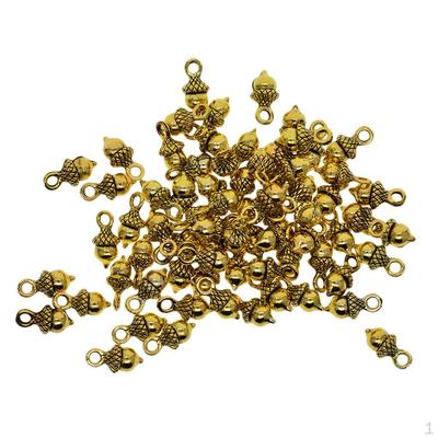 Confezione da 50 Perline in Metallo a Forma di Frutto Ghianda All'Ingrosso per Ciondoli Braccialetti