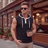 Mens Casual Sleeveless Hooded Solid Pullover Tank Top