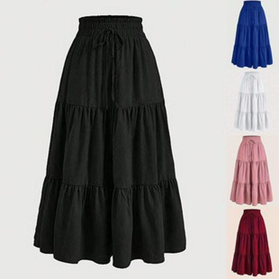 2025 Autumn/Winter Women's A-Line Knit Long Sleeve Dress - Solid Color Round Neck