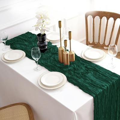 Wedding Decoration Elegant Crepe Table Runners Washable Soft Table Cover 180/300/400CM Polyester Table Flag Party Decorations