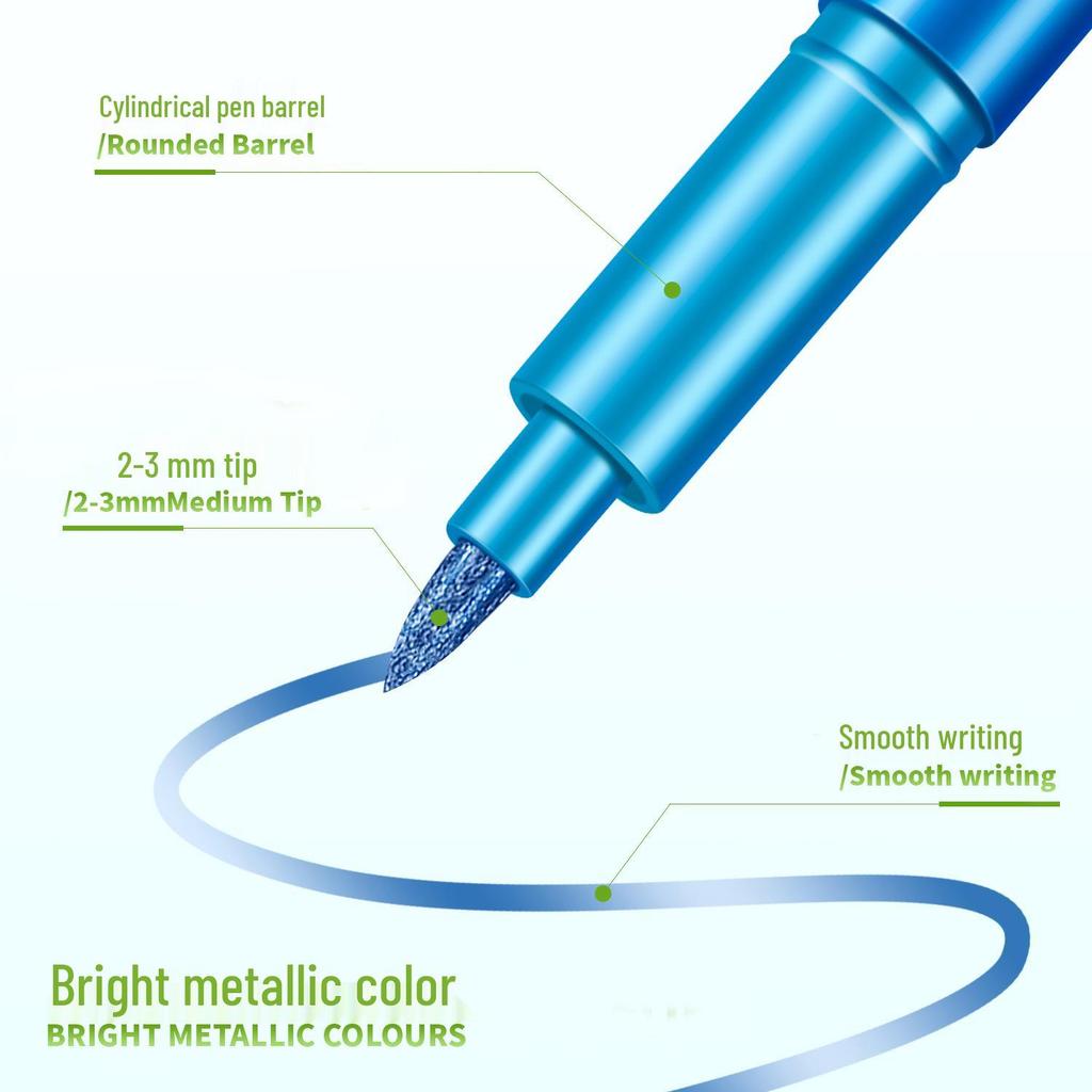 Single-Headed Metal Acrylic Marker Pen for Crafts, Greeting Cards, and Art In Metallic Colors