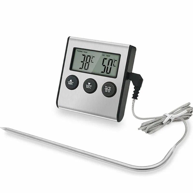 Kitchen Digital Cooking Thermometer Meat Food Temperature Oven BBQ Grill Timer Function