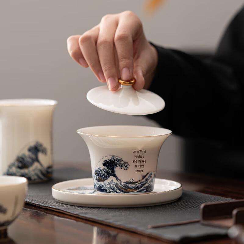 Zhi Zhe Jue Qi 'Breaking Waves' Chinese Ceramic Tea Set