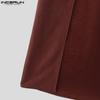 INCERUN Men Lapel Neck Long Sleeve High Splits Irregular Long Shirts Tops