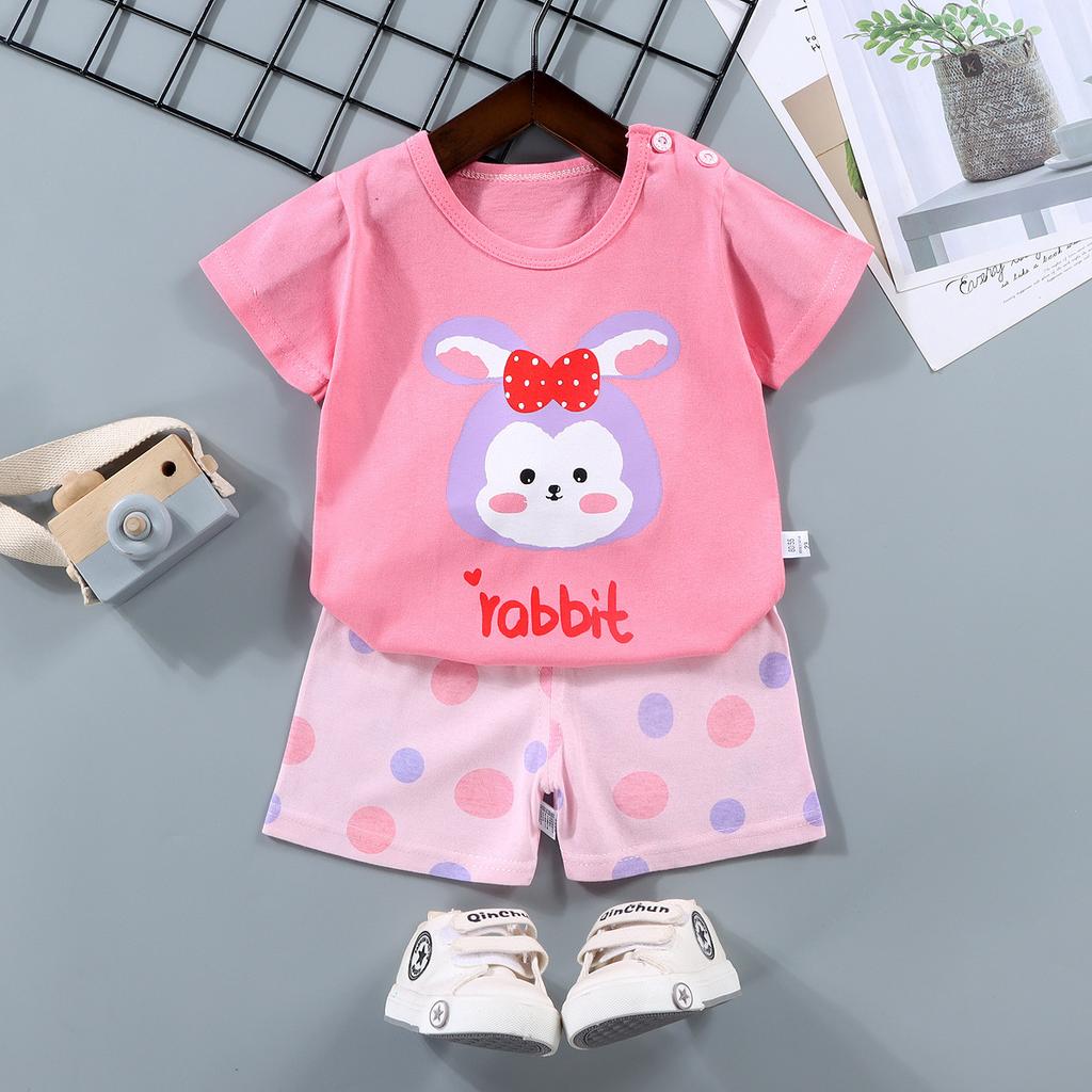 Childrens Short-Sleeve Sets Cotton Boys T-Shirts Baby Summer Clothing Girls Shorts Infant Clothing Summer Clothing