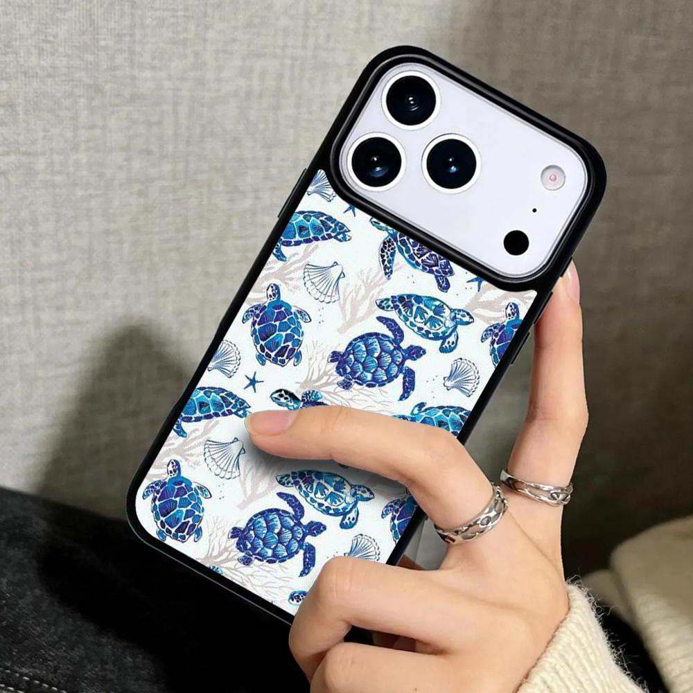 Capa Case for iPhone 17 Air 16 Pro Max 15 Plus 11 13 Mini 14 12 Back Phone Cover Cute Turtles Painted