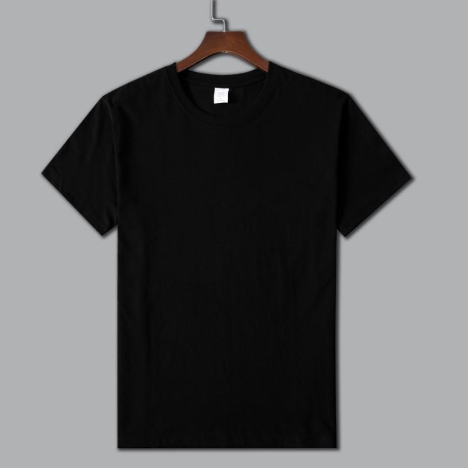 Wovey Heren T-shirt van Puur Katoen Heren Heren Effen Kleur Korte Mouwen Gekamd Katoen Ronde Hals Verdikking 4XL zwart