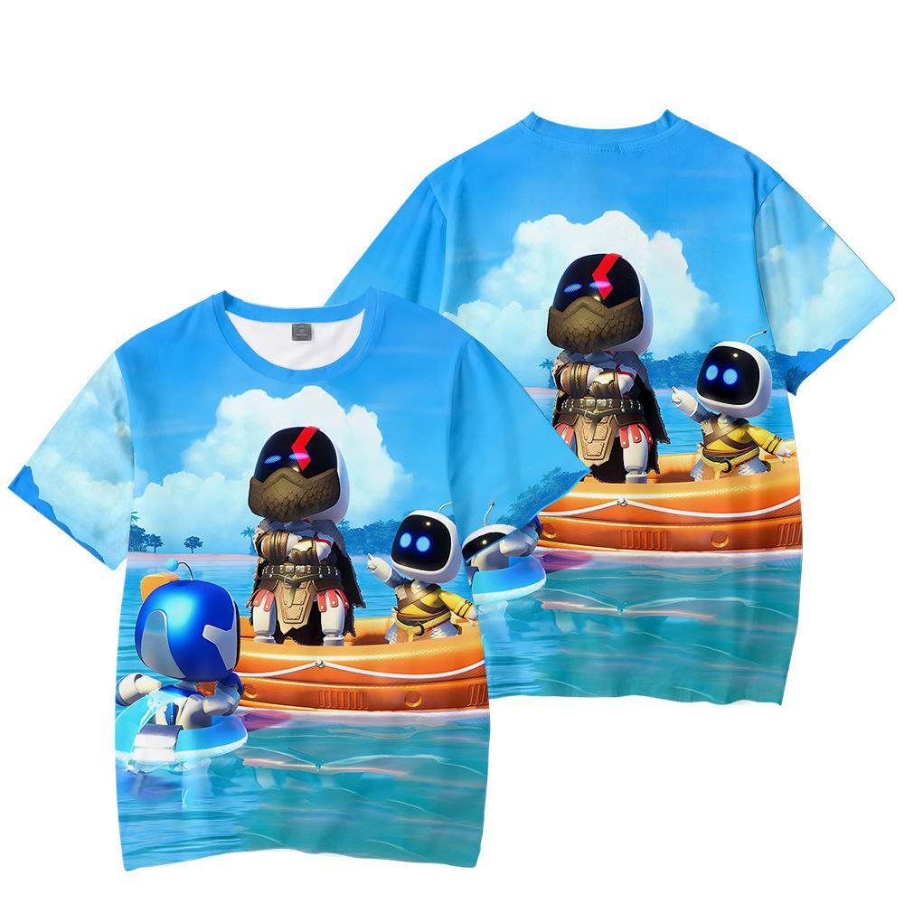 9 Farben Astro Bot Anime Damen Herren T-Shirts Cartoon Druck Rundhals Oversize Kurze Ärmel Mode Herrenbekleidung Streetwear