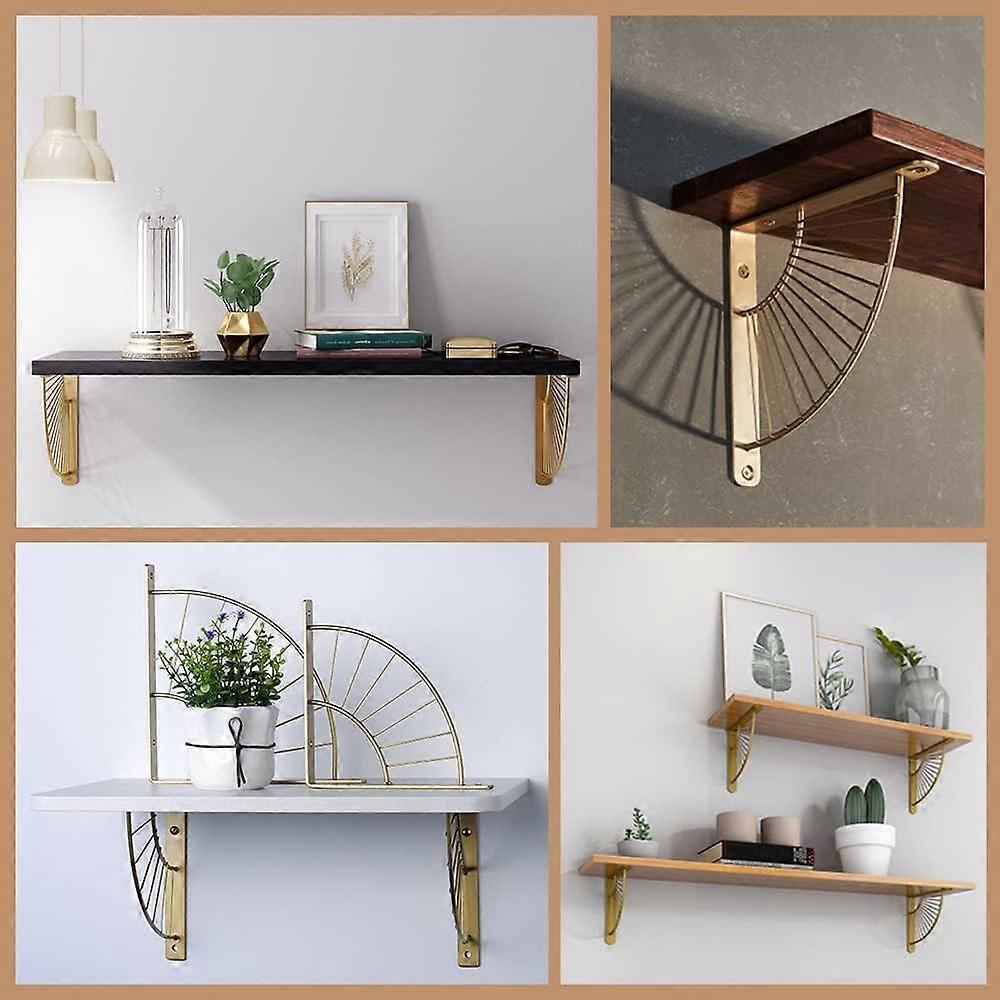 2 darabos fali polctartó konzol 200 mm rozsdamentes acél konzol fali konzol vas fali polc polctartók tartók (Arany)