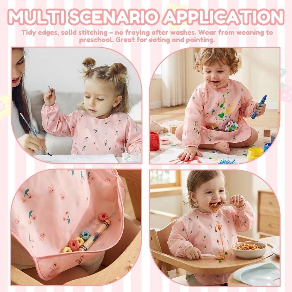 Long Sleeve Baby Bibs Waterproof Kids Art Smock New Full Sleeve Bibs Baby Feeding