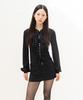 Atiseuteukeompeullegseu Vintage Ruffle Chiffon Blouse (Black)