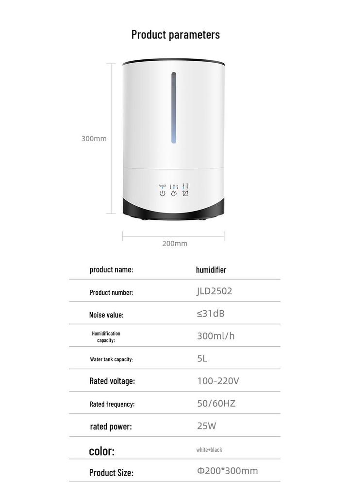 5L Large Capacity Humidifier for Home & Office with Touch Controls and Aroma Diffuser