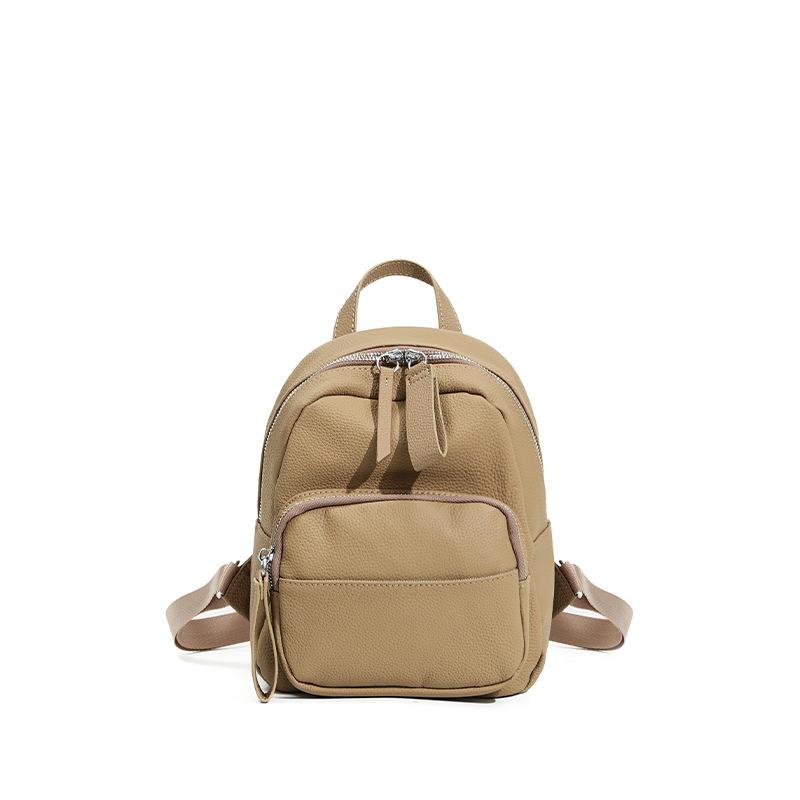 School bag, large-capacity student travel backpack, can hold computer travel, lightweight, high-end leather women's backpack.