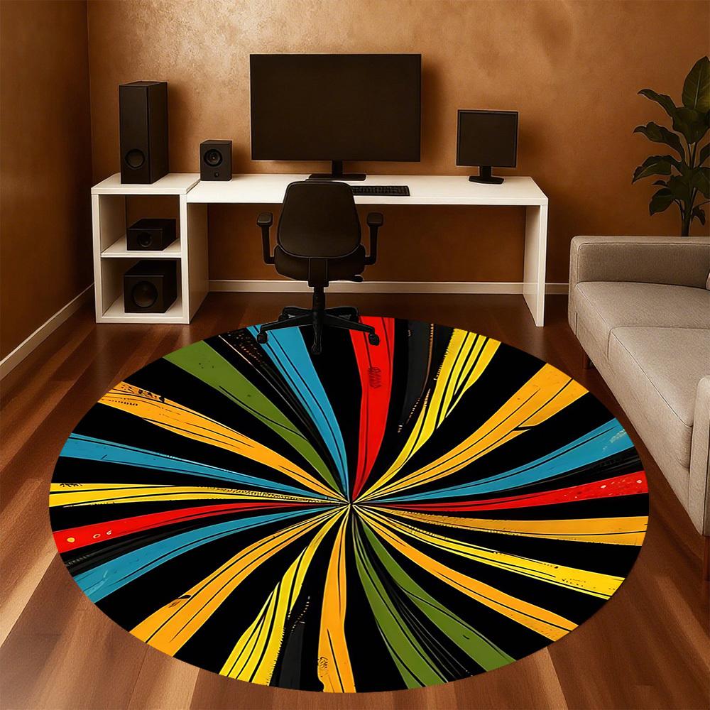 1pc colorful spiral Round Chair mat Area Rug - Non-Slip, Floor Mat for Office, Bedroom, and Indoor Decor -1002253