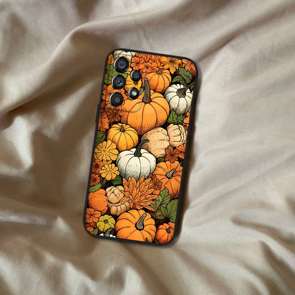 Autumn Leaves Pumpkin Phone Case For Samsung Galaxy A20,A21s,A22,A31,A32,A52,A53,A72,73,A80 Soft Black Cover