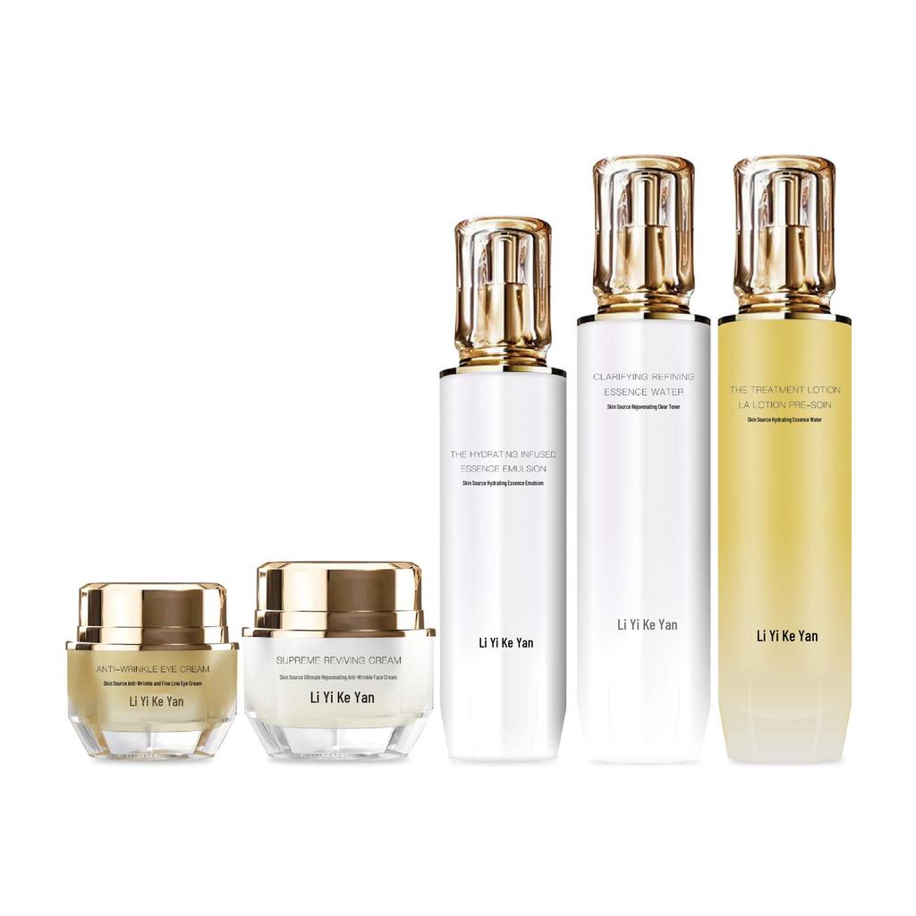 Li Yike Yan Beauty Salon Skincare Set: Hydrating Toner, Lotion, Cream, Eye Cream for Moisturizing & Anti-Wrinkle Facial Care.