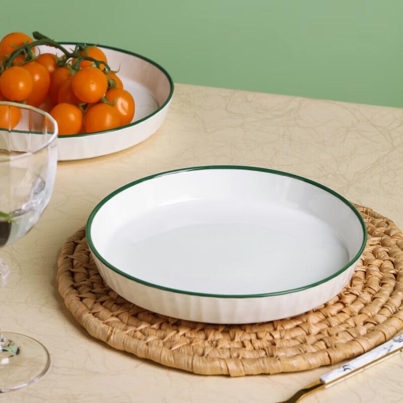 Elegante jade-grüne Rand Keramik Tiefe Suppenschalen, 4er-Set