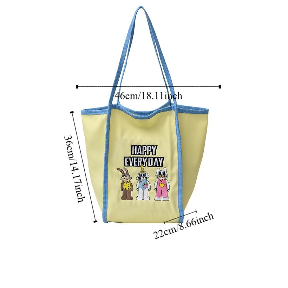 Reusable Bunny Shoulder Bag Lightweight Embroidery Basket Bag Cartoon Shopping Bag  Outdoor