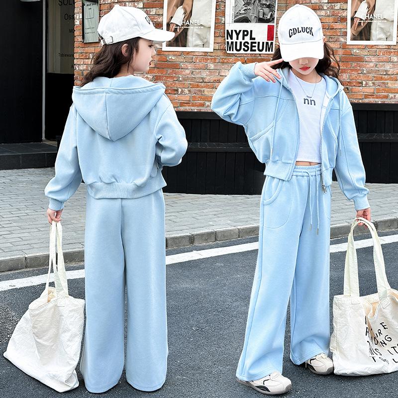 

Комплект из двух предметов с капюшоном в корейском стиле для девочек - Мода Весны 2025 для детей старшего возраста 150 cm