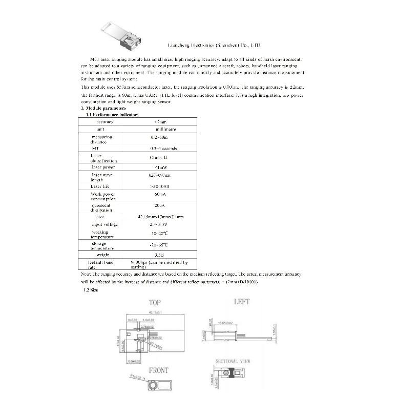 High Precision Laser Distance Measuring Module Factory Infrared Ranging Module Sensor Module60Rice