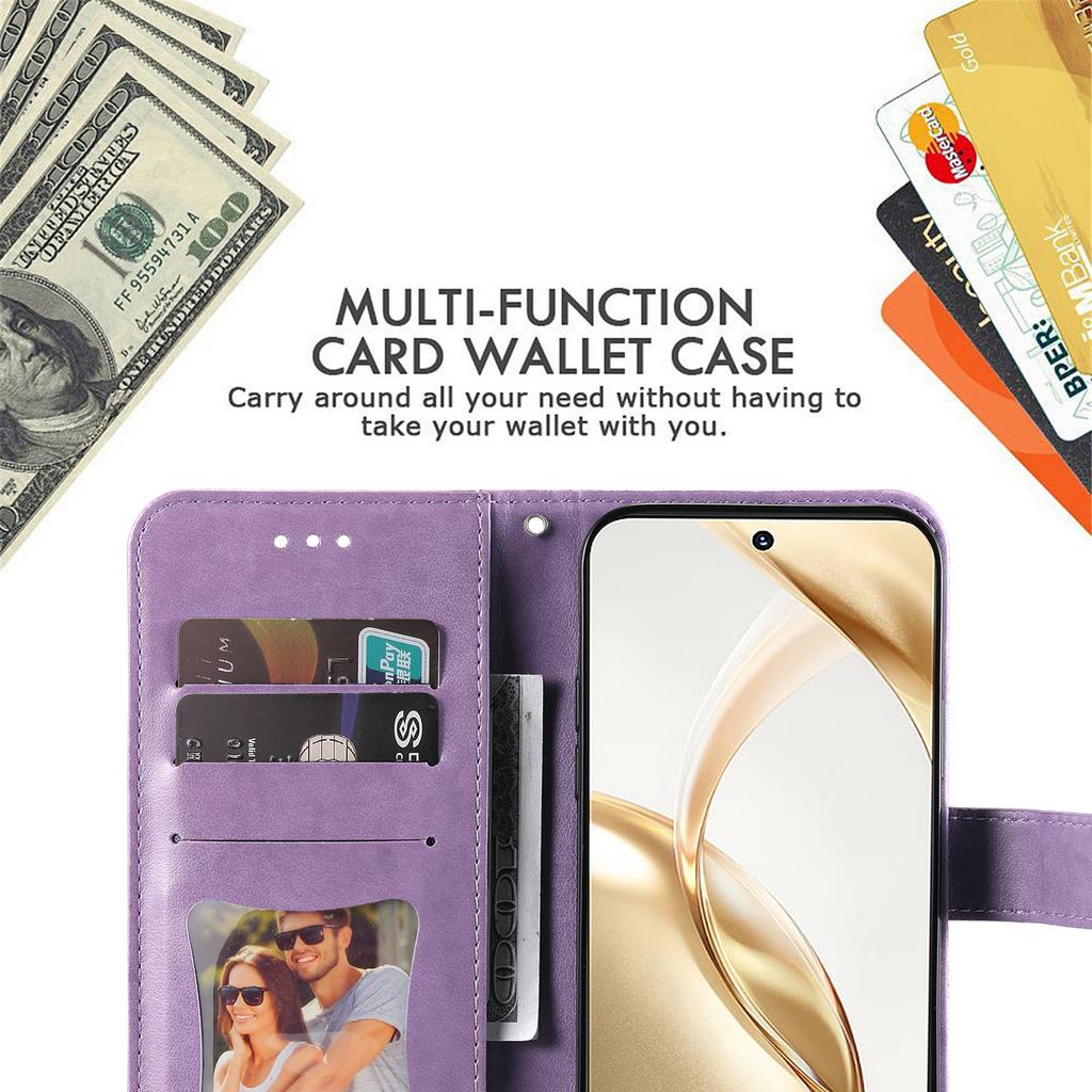 Für Honor 200 5G Hülle Blumenmuster PU Leder Brieftasche Ständer Handyhülle