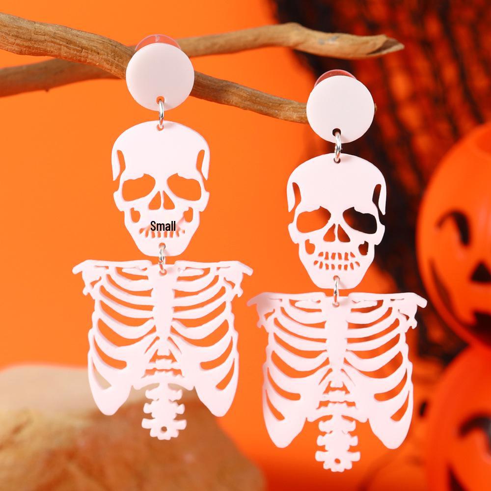 Colorful Pumpkin & Dancing Skeleton Halloween Earrings